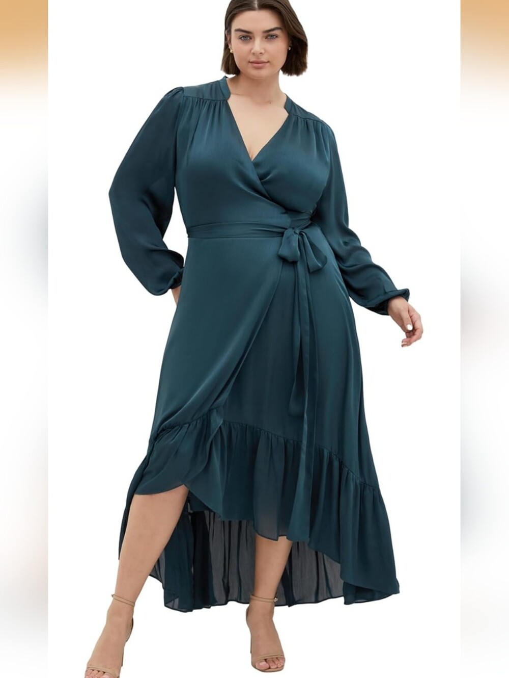 City Chic Teal High-Low Wrap Maxi Dress